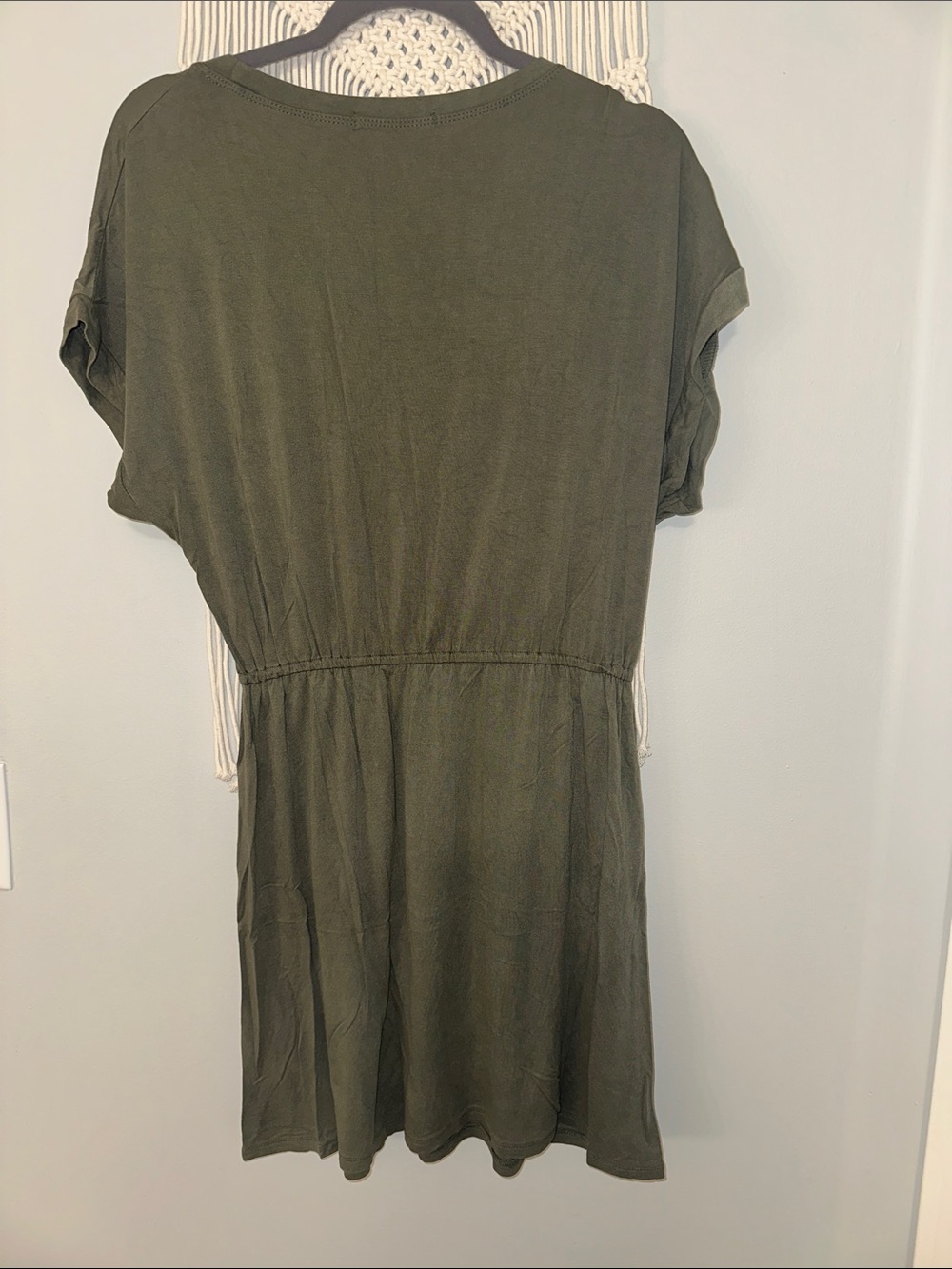 Olive Green Drawstring Mini Dress - Picture 4 of 4